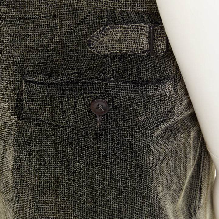 GIORGIO ARMANI green black rayon blend velvet  wide cropped pants IT46 S