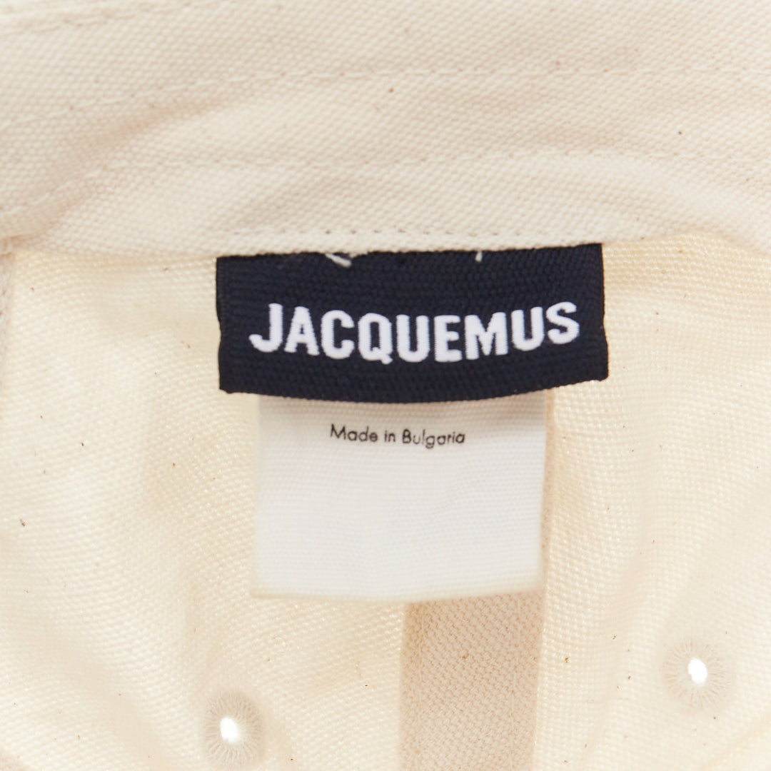 JACQUEMUS cream cotton white embroidered logo baseball cap hat 56cm