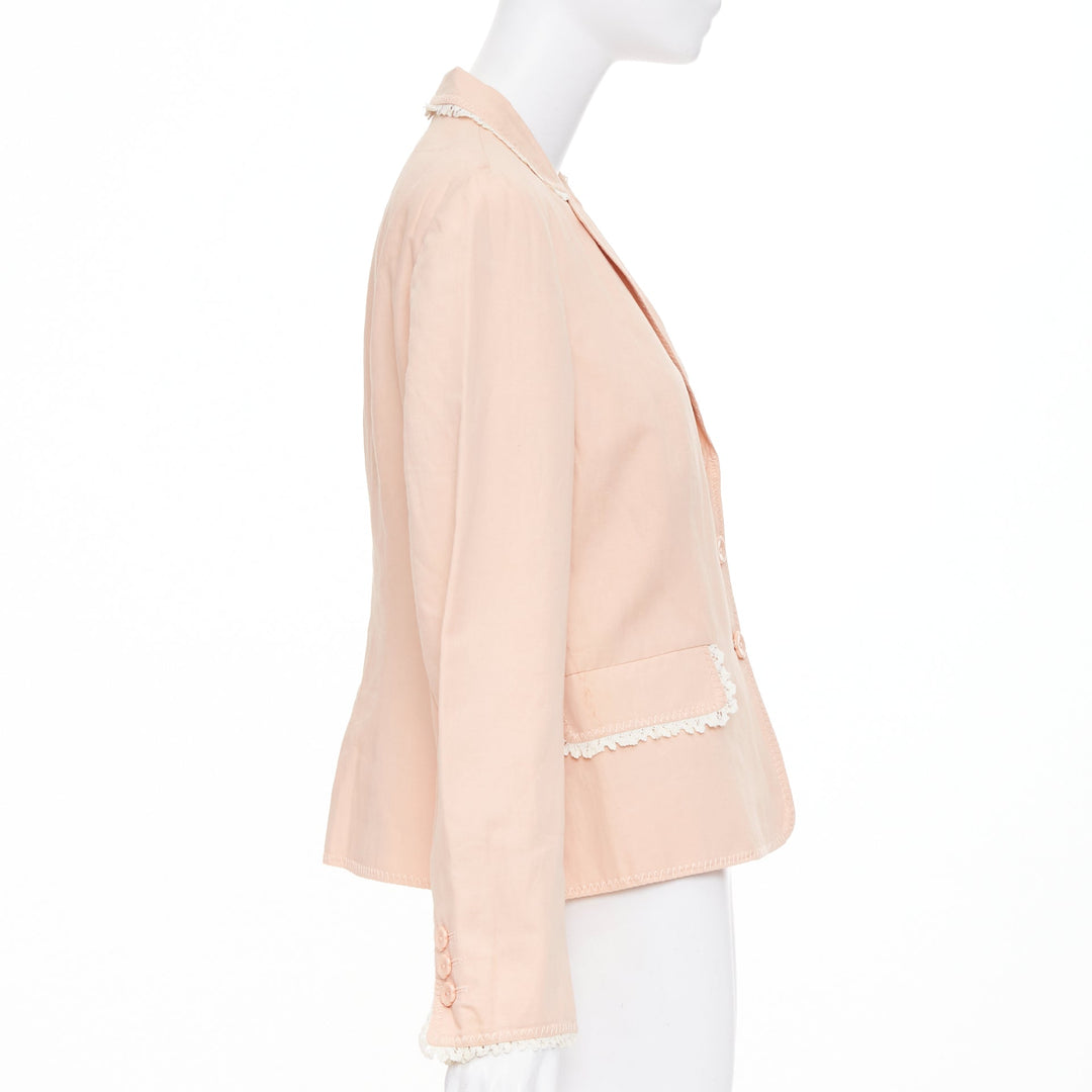 MOSCHINO Cheap and Chic lace butterfly applique pink cotton blend jacket IT48 XL