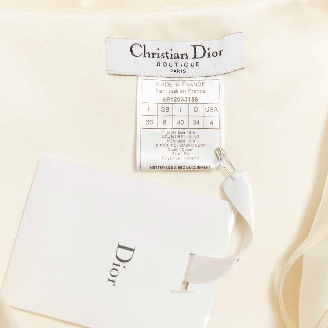 CHRISTIAN DIOR 2006 Vintage Gua blanc casse silk embroidered flare midi