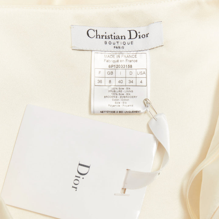 CHRISTIAN DIOR 2006 Vintage Gua blanc casse silk embroidered flare midi