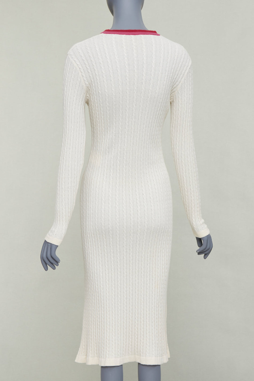 MARCO DE VINCENZO cashmere cream colorblock striped ribbed knit dress FR38 M