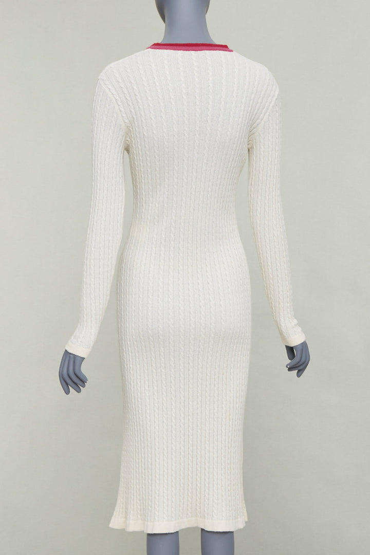 MARCO DE VINCENZO cashmere cream colorblock striped ribbed knit dress FR38 M