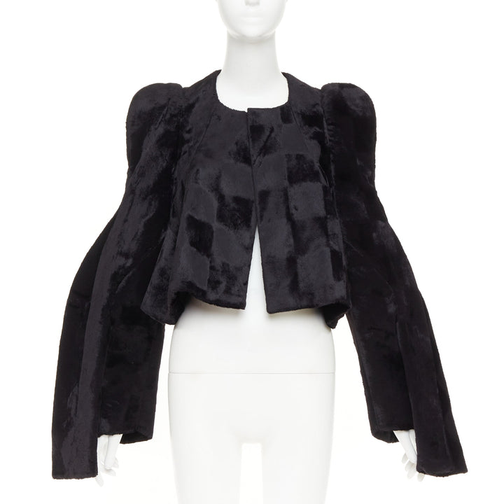 rare COMME DES GARCONS 2019 Runway velvet checkered 4 sleeves 3D cut jacket XS
