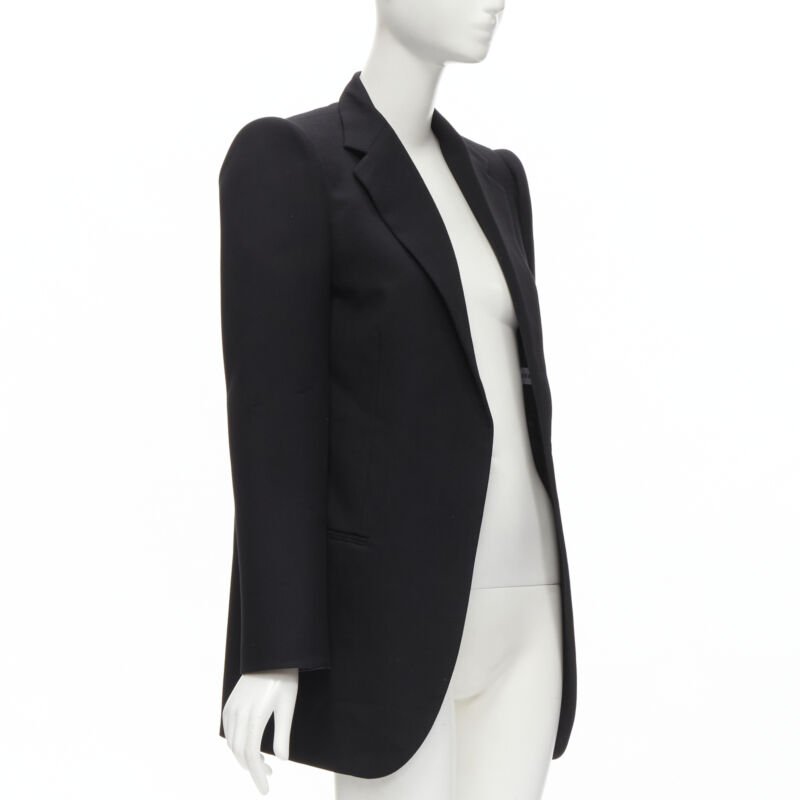 BALENCIAGA DEMNA 2019 black wool power padded shoulder oversized blazer FR34 XS