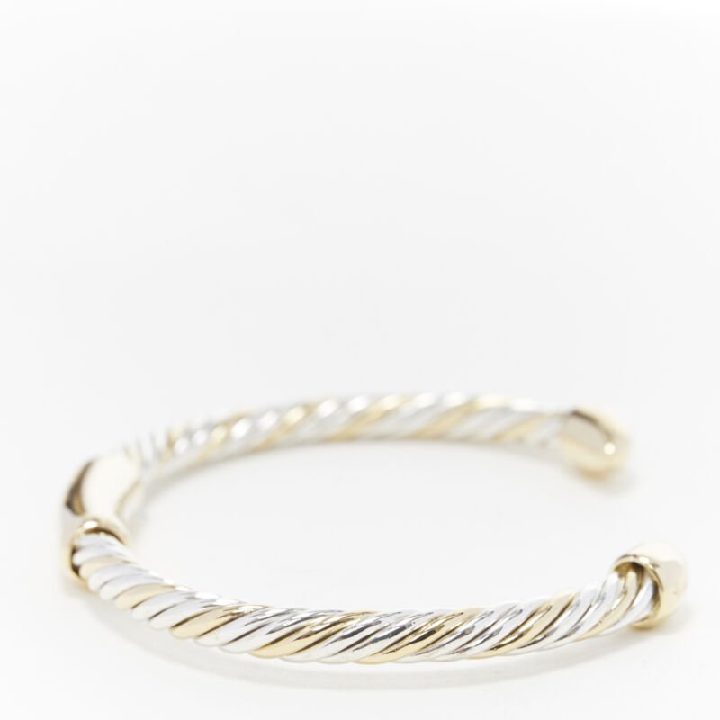 vintage BVLGARI JEWELLERY 18k yellow white gold twist bangle cuff bracelet