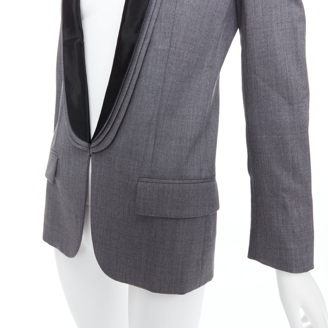 STELLA MCCARTNEY 2011 grey 100% wool triple layer lapel blazer IT36 XXS