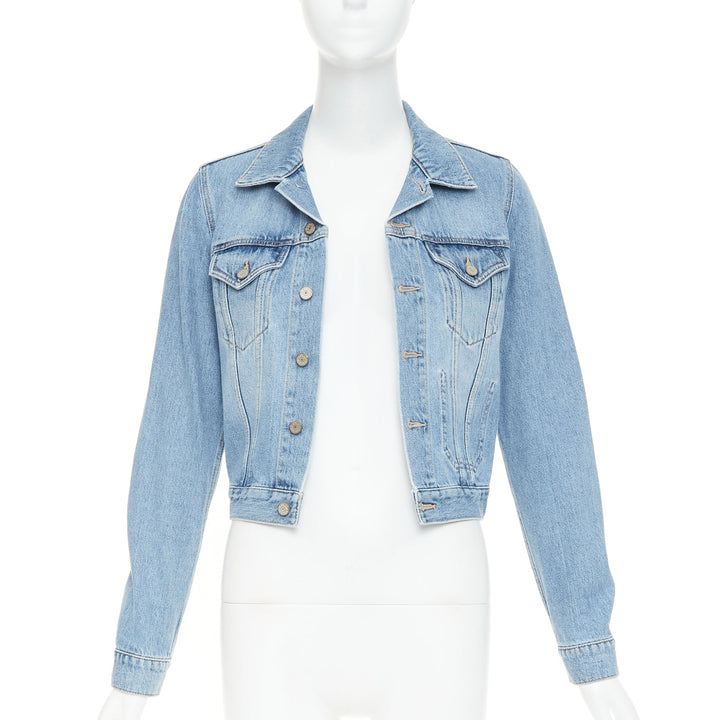 ACNE STUDIOS 2022 Tag LT Vintage blue denim washed Trompe Loeil jacket FR36 S
