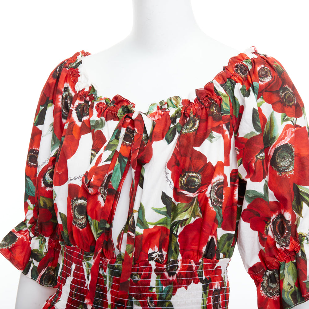 Female mannequin wearing Dolce Gabbana Red Cotton Women Top in Size IT48 | Available at JHROP