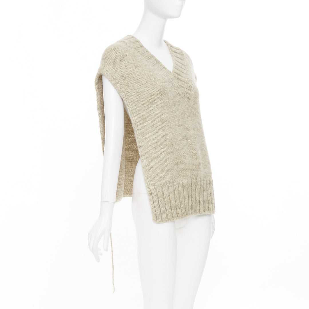 MAISON MARGIELA Corteccia melange alpaca wool blend deconstructed sweater vest S
