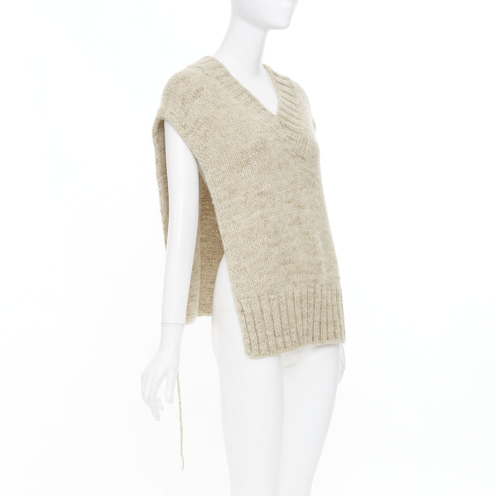 MAISON MARGIELA Corteccia melange alpaca wool blend deconstructed sweater vest S