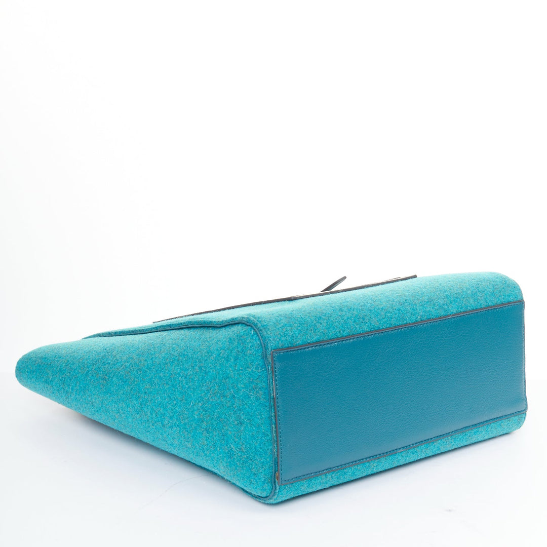 ANYA HINDMARCH Heinz Baked Beans teal recycled felt small open top tote bag