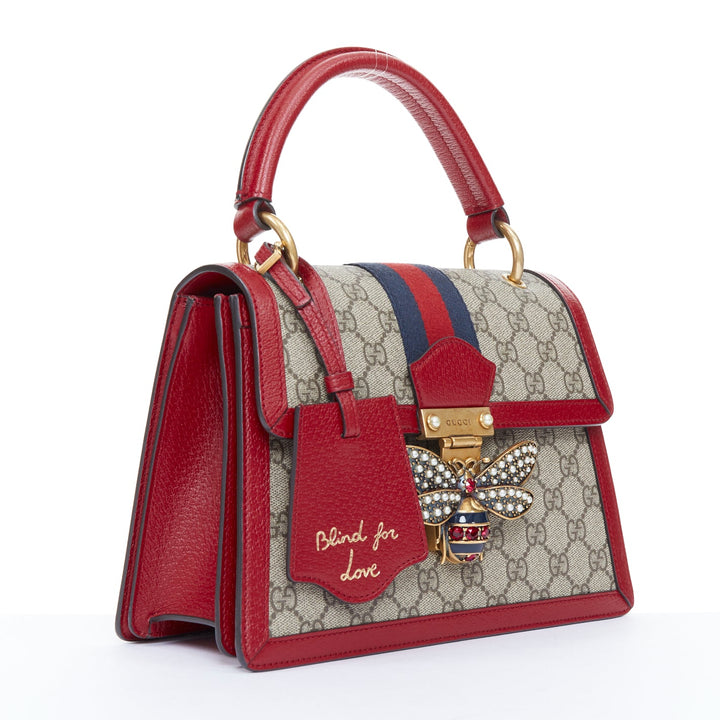 GUCCI 2017 Queen Margaret small GG supreme canvas leather top handle bag