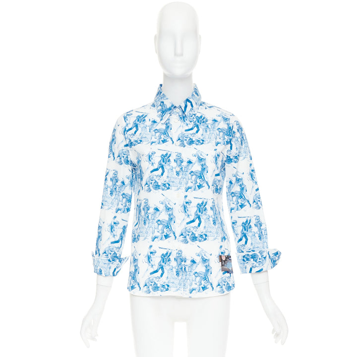 PRADA 2016 Christophe Chemin The Important Ones blue white cuff shirt IT38 X