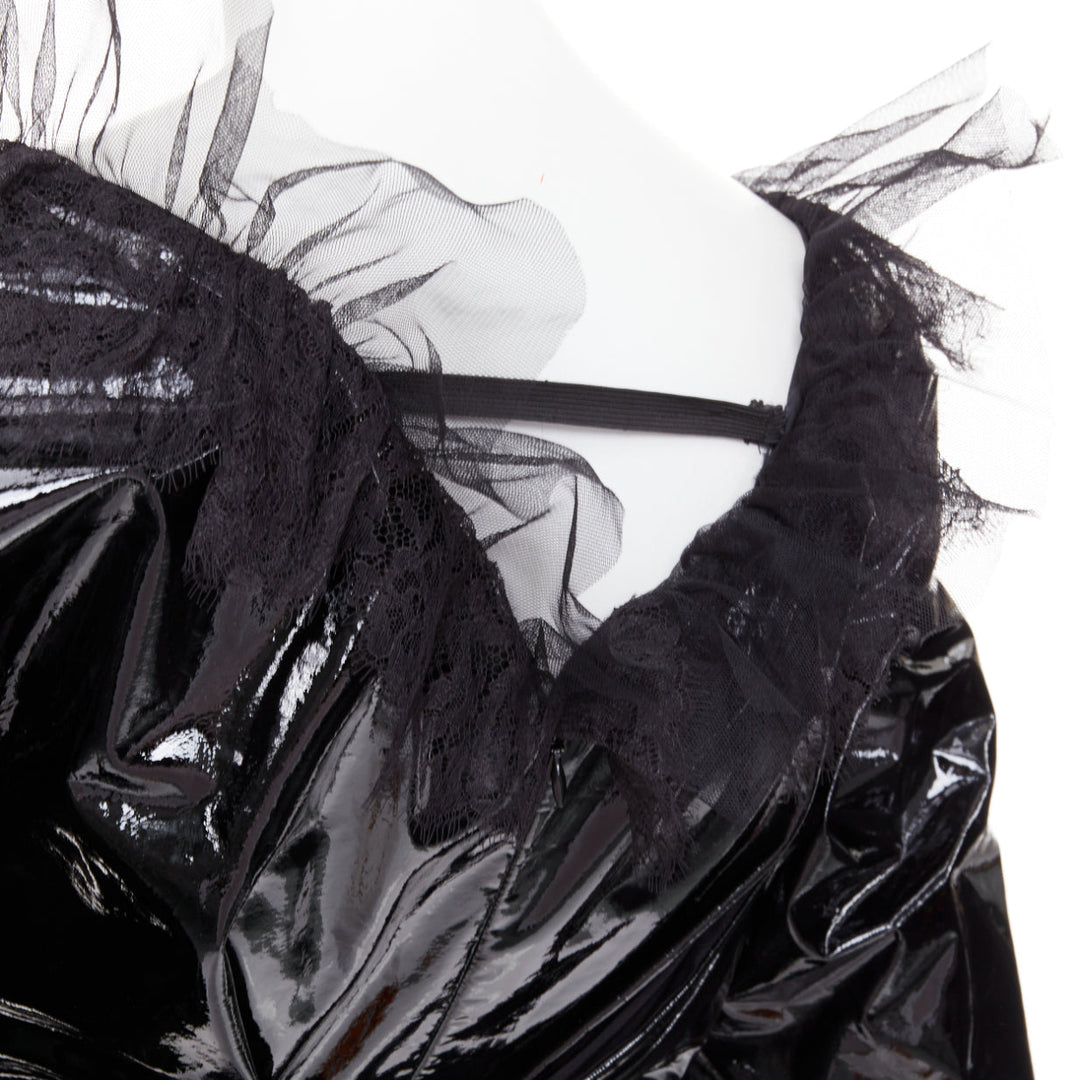 rare ALEXANDRE VAUTHIER COUTURE AW2018 Runway black PVC tulle lace mini dress