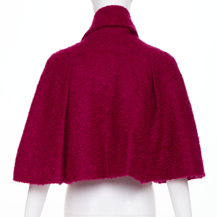 JOHN GALLIANO Vintage pink mohair blend shearling pyramid button cape jacket M