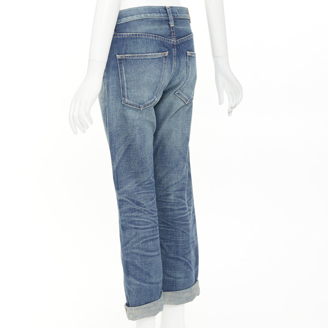 JUNYA WATANABE Denim 2013 blue selvedge denim rolled cropped wide leg jeans S