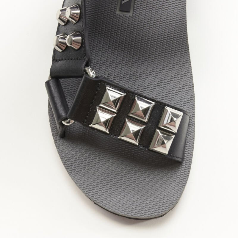 PRADA black silver punk stud embellished sports strap gladiator sandals EU36