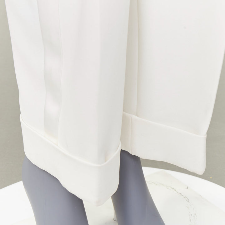 ALEXANDRE VAUTHIER COUTURE off white crepe halter neck waistcoat jumpsuit