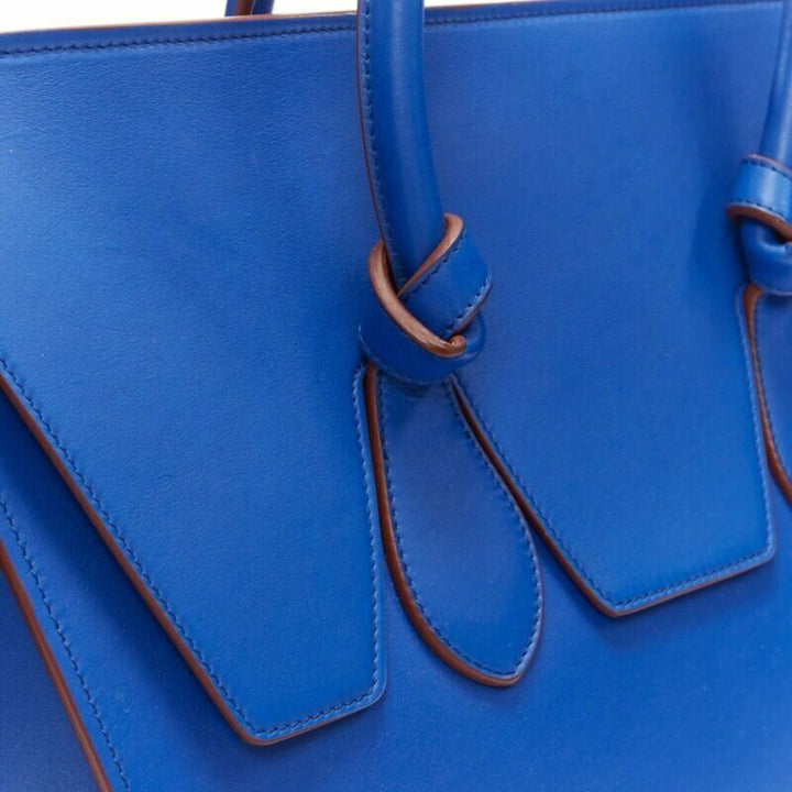 CELINE PHOEBE PHILO Knot cobalt blue calfskin large shopper tote bag full