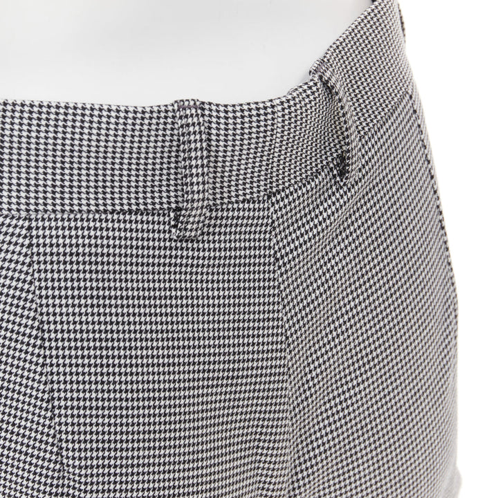 BALENCIAGA 2018 grey wool houndstooth mid waist pleated cropped pants FR36 S