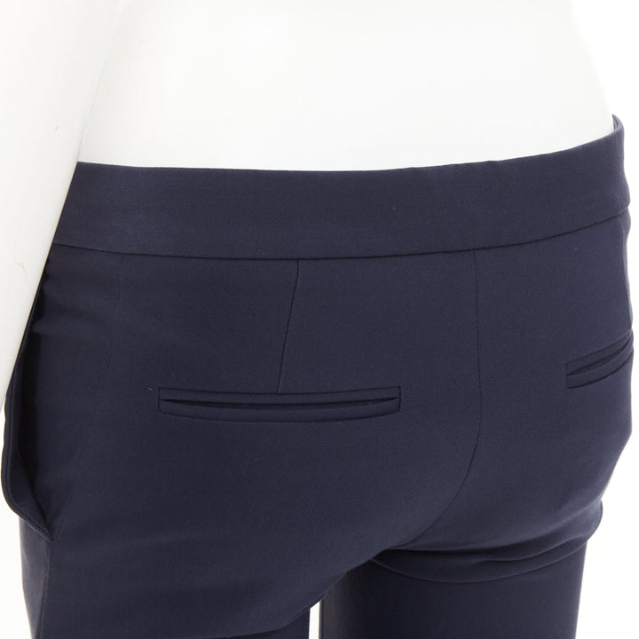 STELLA MCCARTNEY navy cotton blend zip fly tapered cigarette trousers IT 38 XS