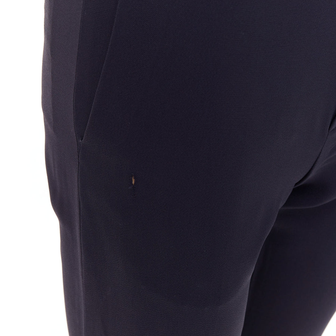 CHLOE navy concealed fly back darts tapered flare pants FR34 XS
