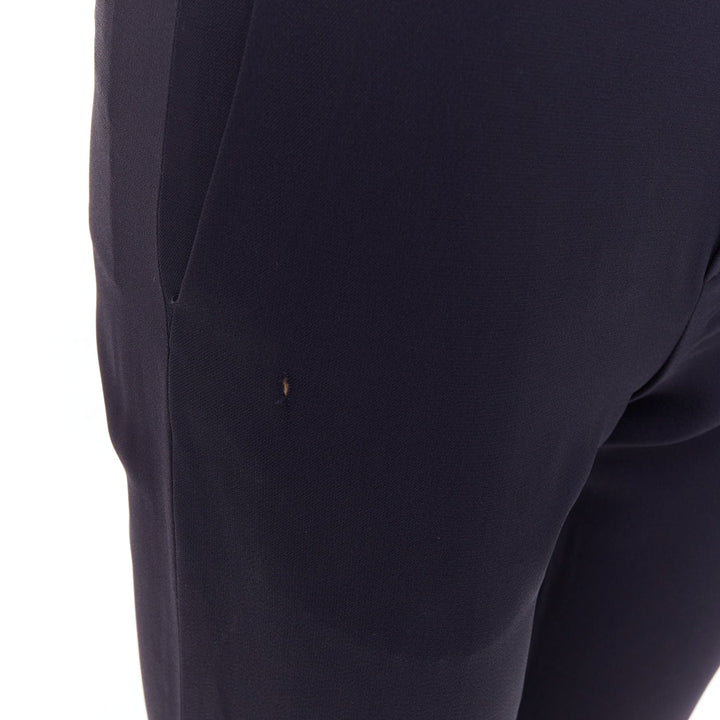 CHLOE navy concealed fly back darts tapered flare pants FR34 XS
