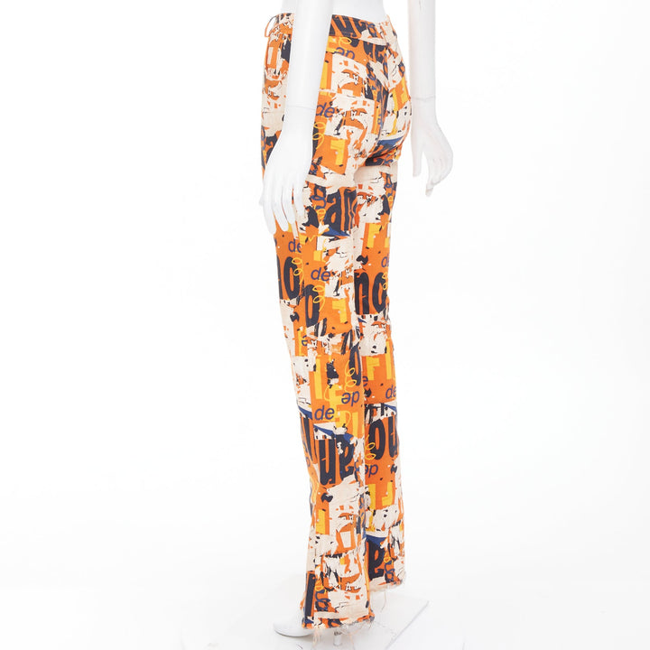 CHRISTIAN DIOR 2001 Runway John Galliano orange poster graphic denim jeans FR36