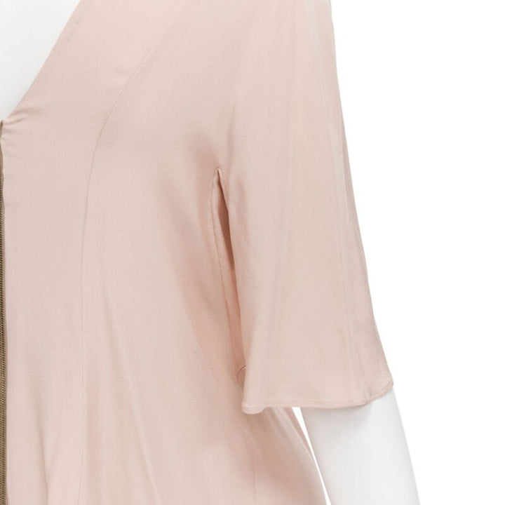 MARNI 100% silk light pink gathered asymmetric draped short sleeve dress IT38 XS