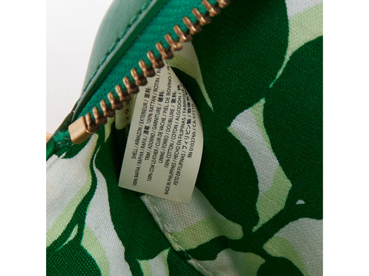 KATE SPADE Spring Forward Wicker Snail green raffia rattan crossbody clutch bag