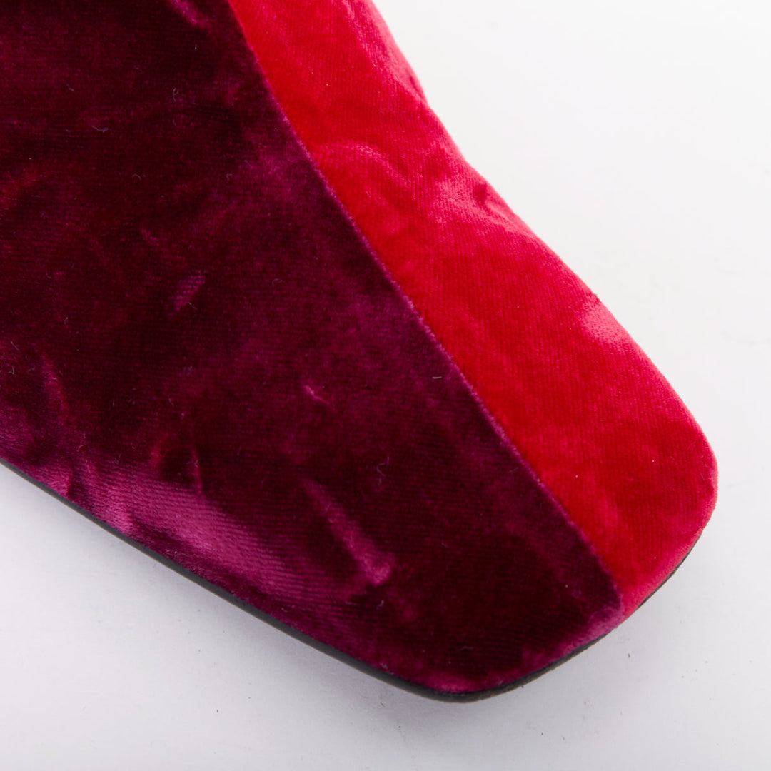 TOGA ARCHIVES Pulla tricolor velvet square toe ankle booties EU39