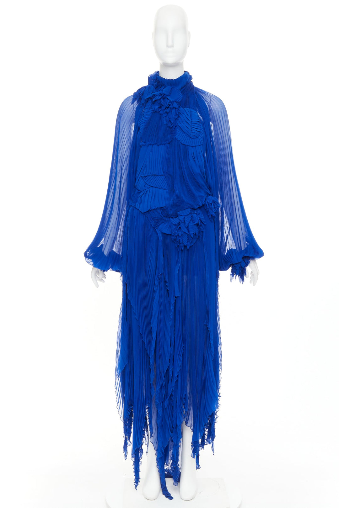 rare ALEXANDRE VAUTHIER COUTURE AW2022 Runway Lognon blue floral pleated gown
