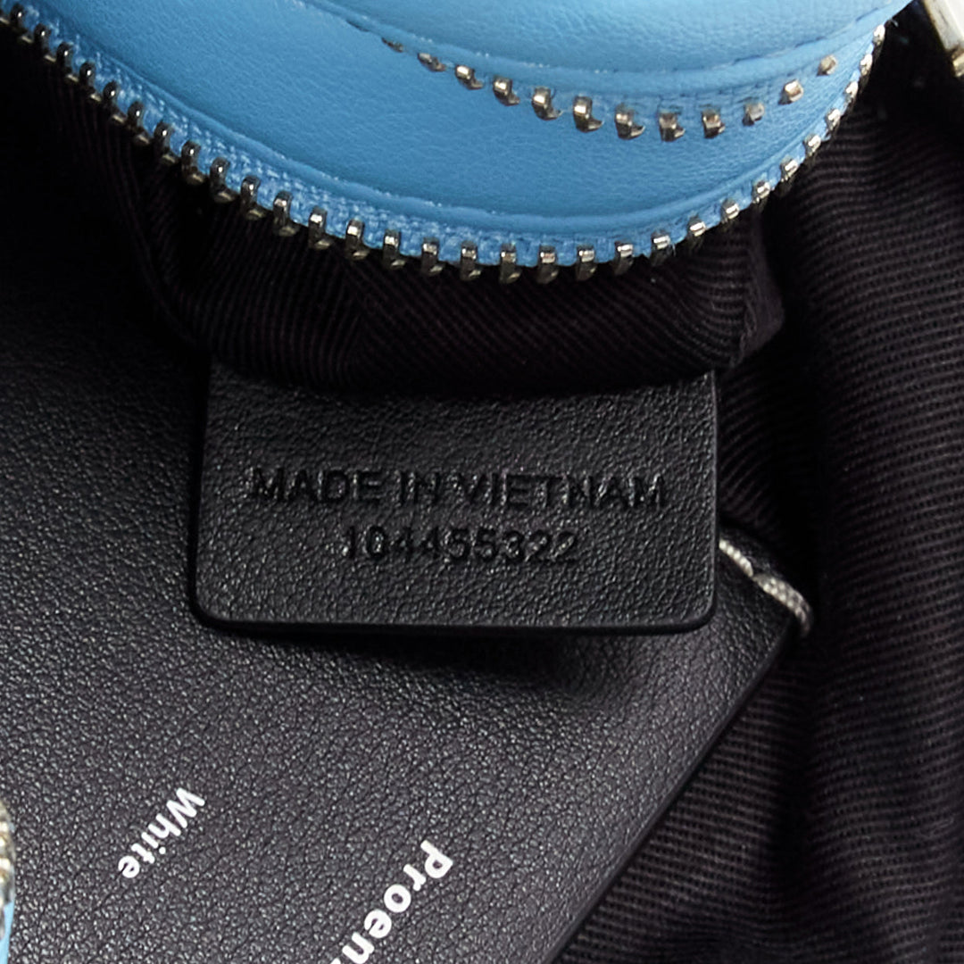 PROENZA SCHOULER White Label blue leather silver zipper crossbody camera bag