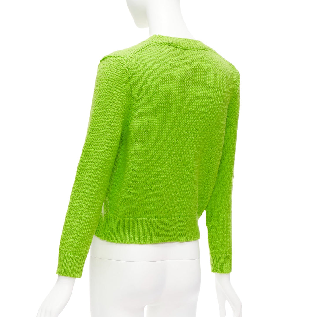 MARC JACOBS Magda Archer lime green Toxic People intarsia cropped sweater XS