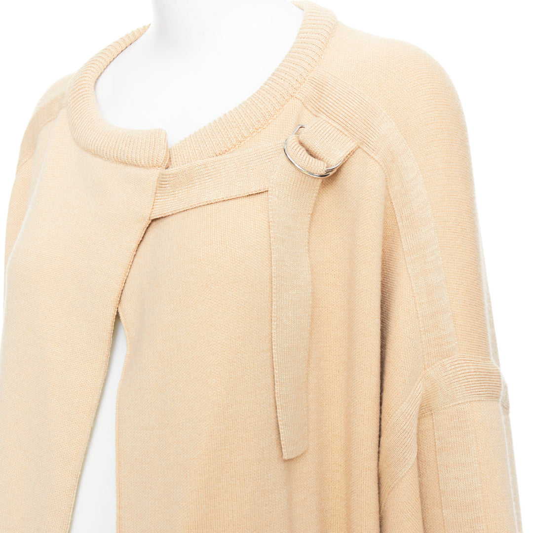 CHLOE barley brown wool blend embroidered C logo cardigan coat S