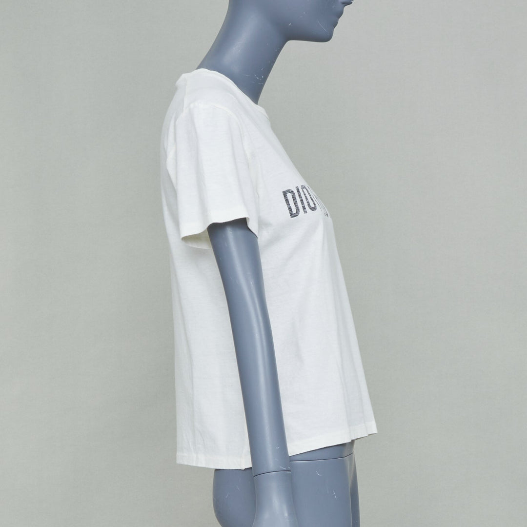 CHRISTIAN DIOR 2017 Runway Dio(r)evolution beige cotton linen print tshirt S