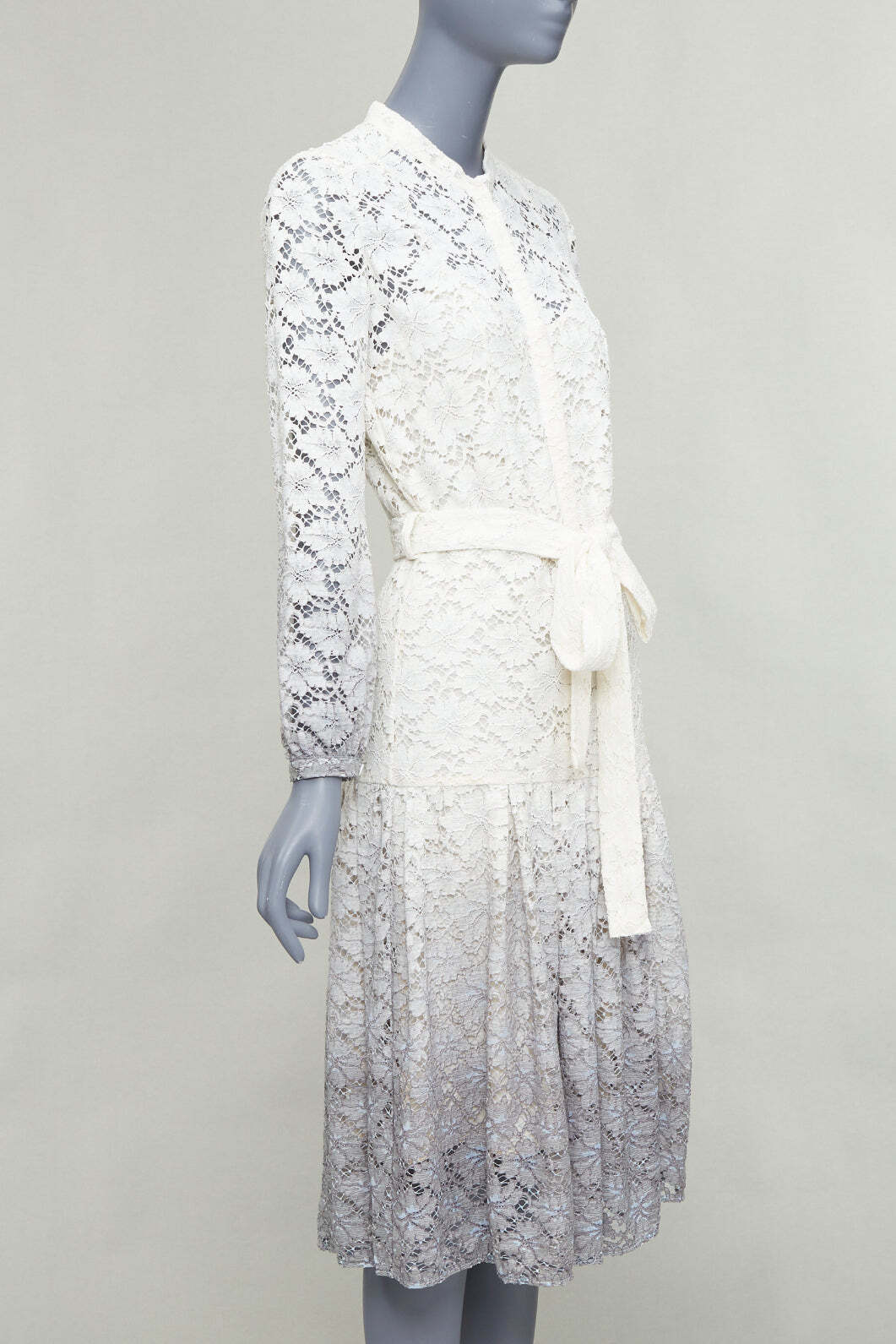 rare BURBERRY PRORSUM 2014 cream grey ombre lace dress IT38 XS Olivia Palermo