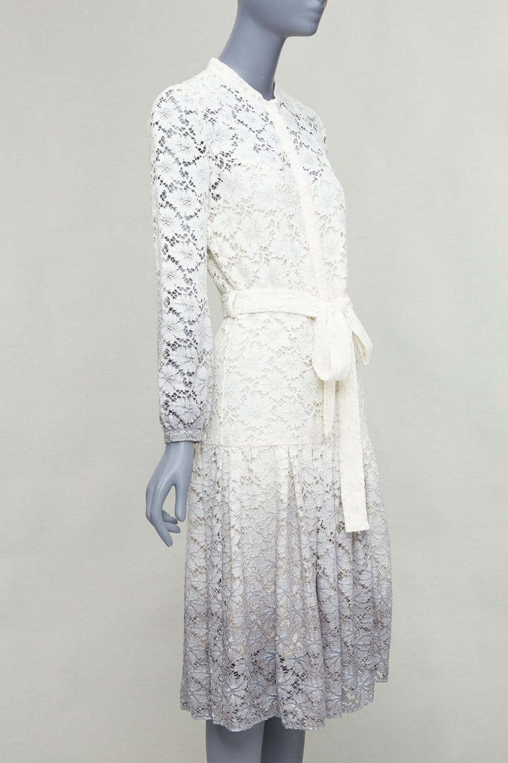 rare BURBERRY PRORSUM 2014 cream grey ombre lace dress IT38 XS Olivia Palermo