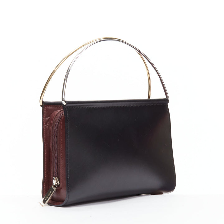 CARTIER Trinity black smooth calfskin top metal handle mini bag