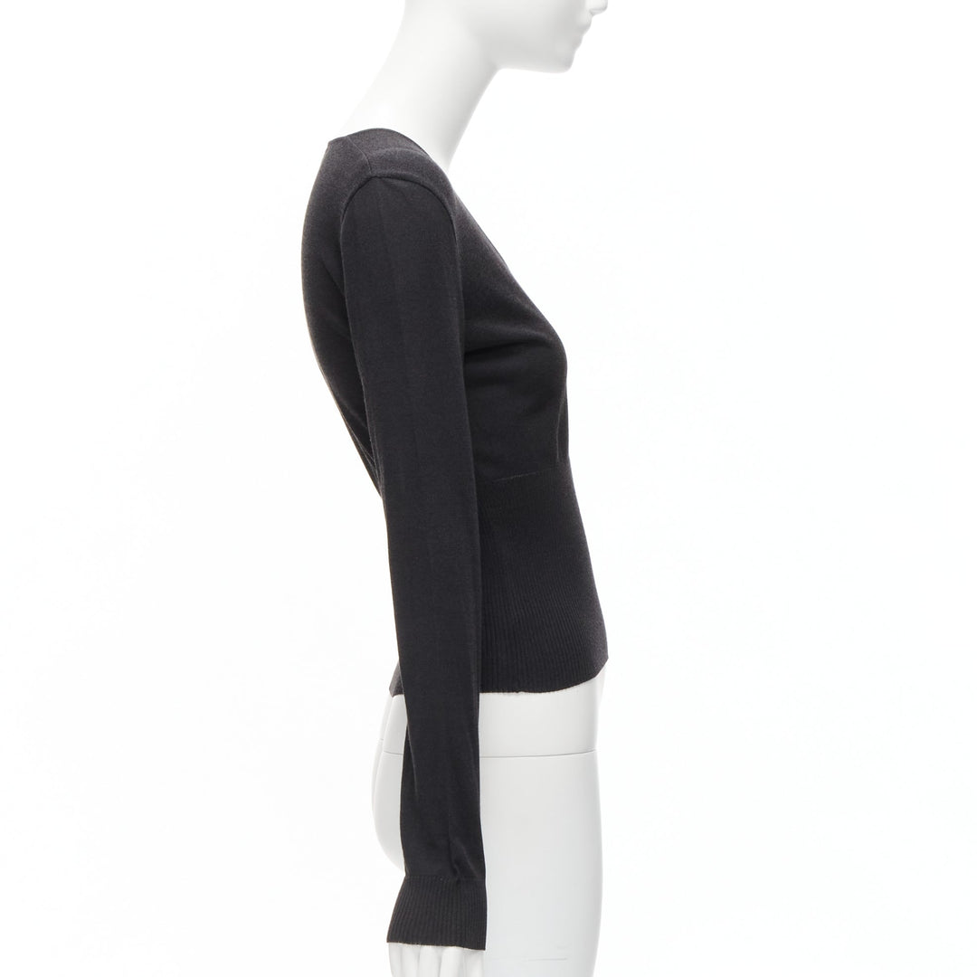 DOLCE GABBANA Vintage black long sleeve V neck ribbed hem sweater IT42 M