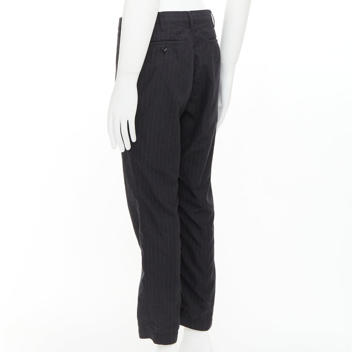 COMME DES GARCONS Homme Deux black wooly pinstripe cropped pants S