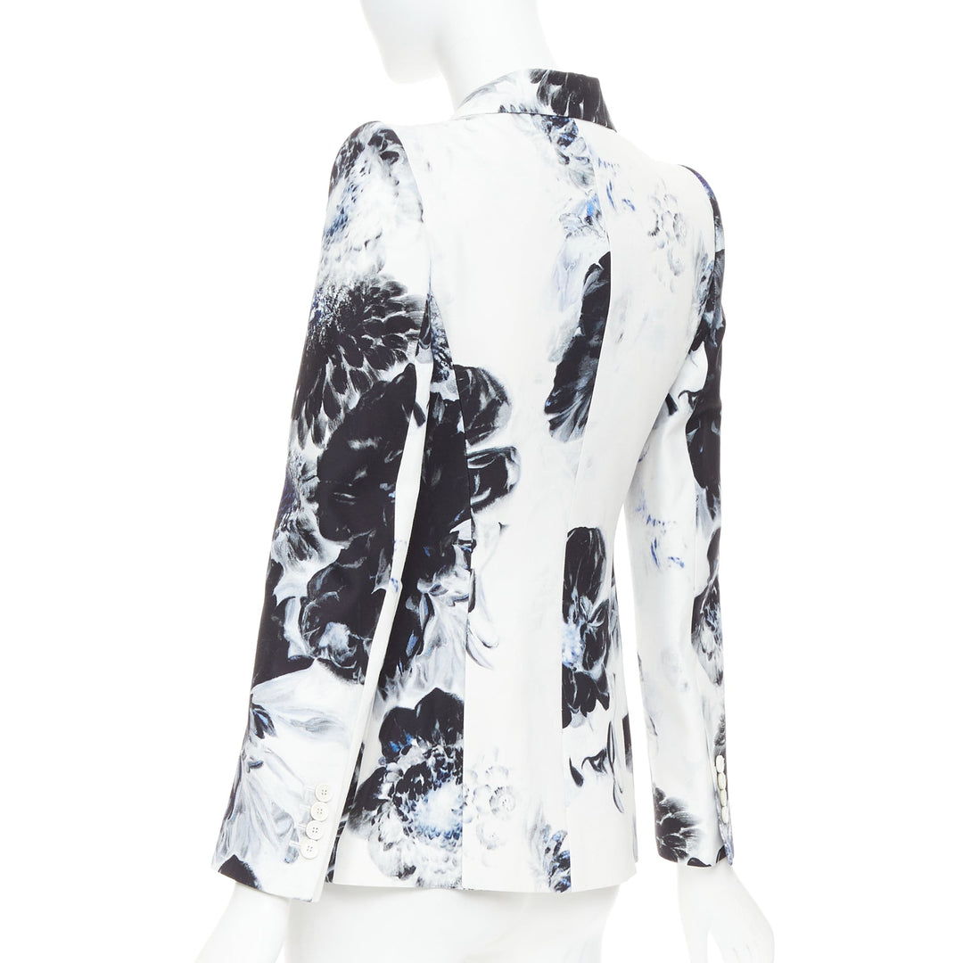 ALEXANDER MCQUEEN 2023 Chiaroscuro Xray floral fitted blazer jacket IT38 XS