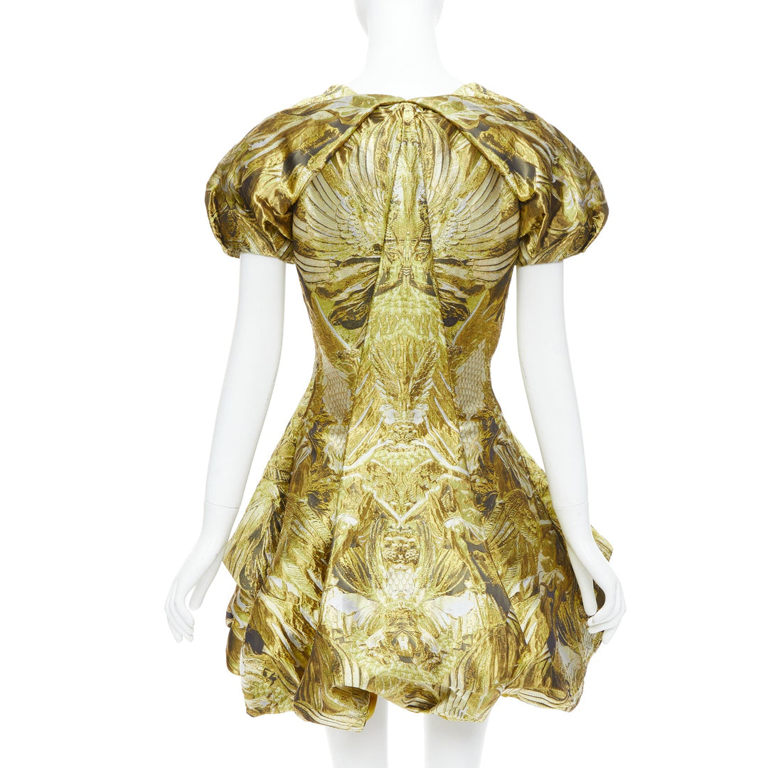 ALEXANDER MCQUEEN 2010 Angels Demons Runway gold medieval jacquard dress IT40 S