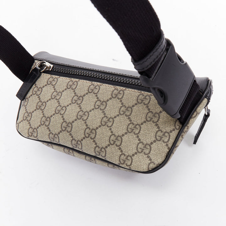 GUCCI Eden Supreme GG monogram canvas black leather belt bag