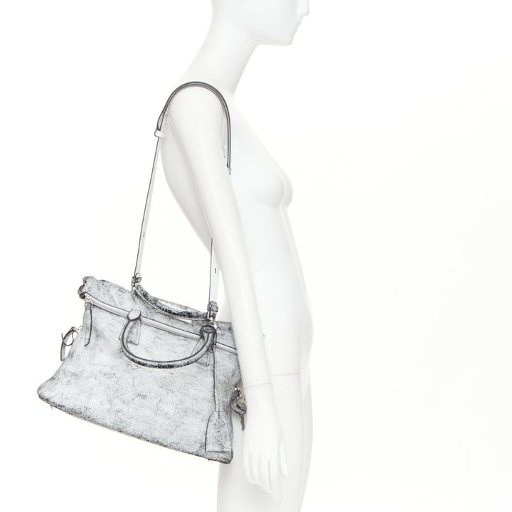 MAISON MARGIELA 2025 5AC Loved to Death Medium cracked paint black leather bag