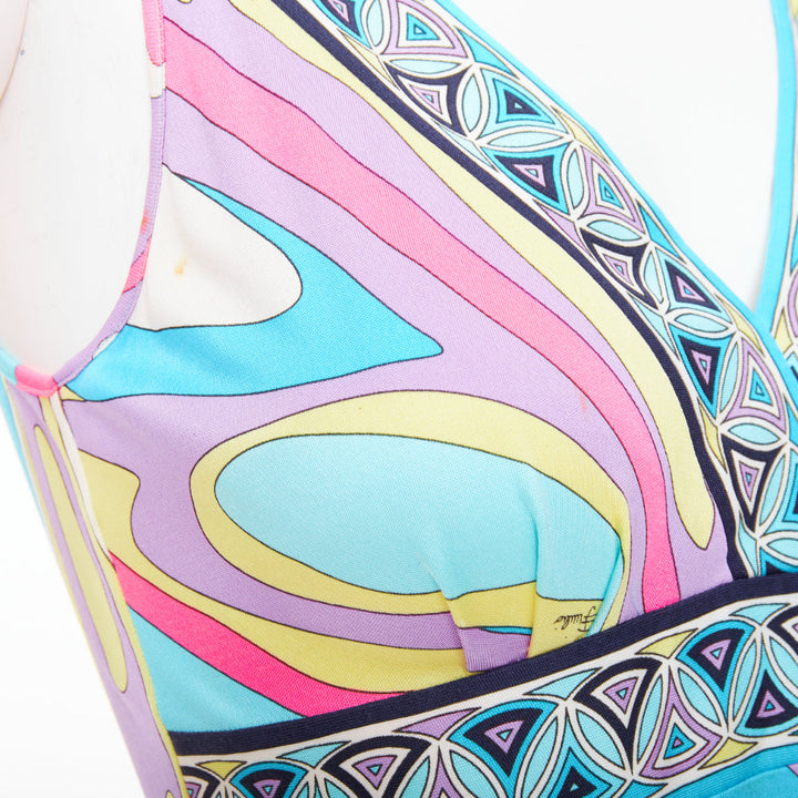 EMILIO PUCCI 100% silk light blue kaleidoscopic print mini dress IT40 S