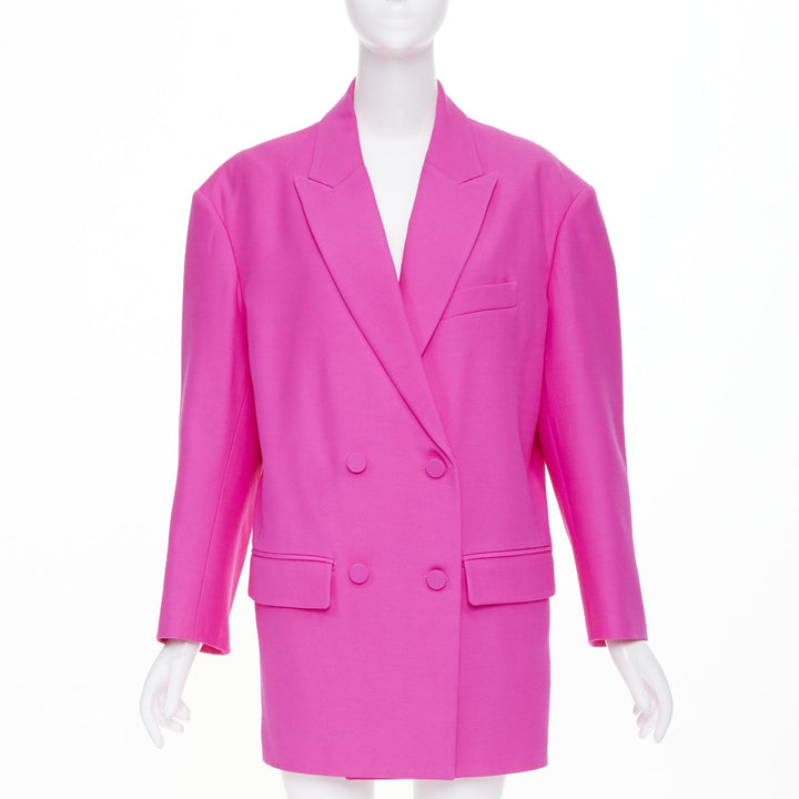 VALENTINO 2022 Runway Pink PP Oversized blazer pink wool silk jacket IT36 XS