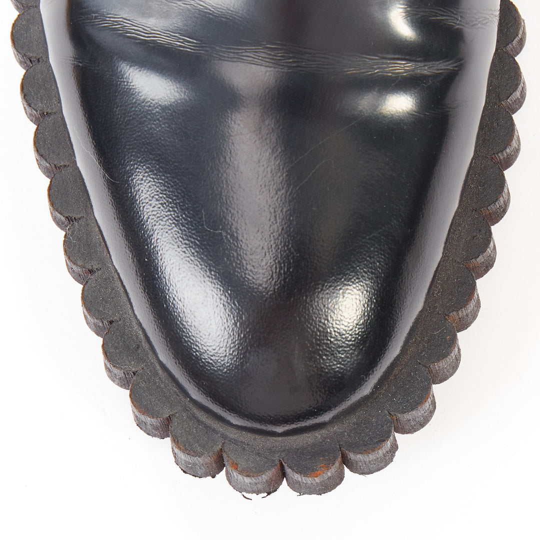 COLIAC Fernanda black pierced leather pearl bar charm dress shoes EU37