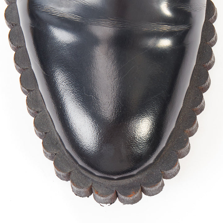 COLIAC Fernanda black pierced leather pearl bar charm dress shoes EU37